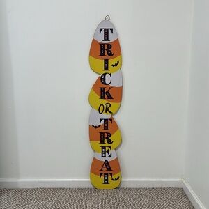 NWT48” Vertical Glittered Trick-or-Treat Wooden Candy Corn Halloween Leaner Sign